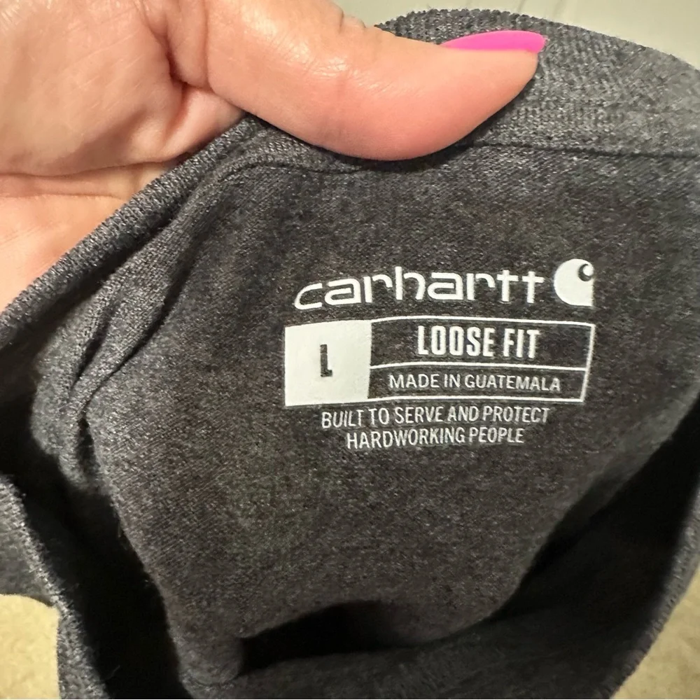 Carhartt Loose Fit Heavyweight Short Sleeve Pocket T-Shirt Dark Gray Large K87 - Picture 4 of 8